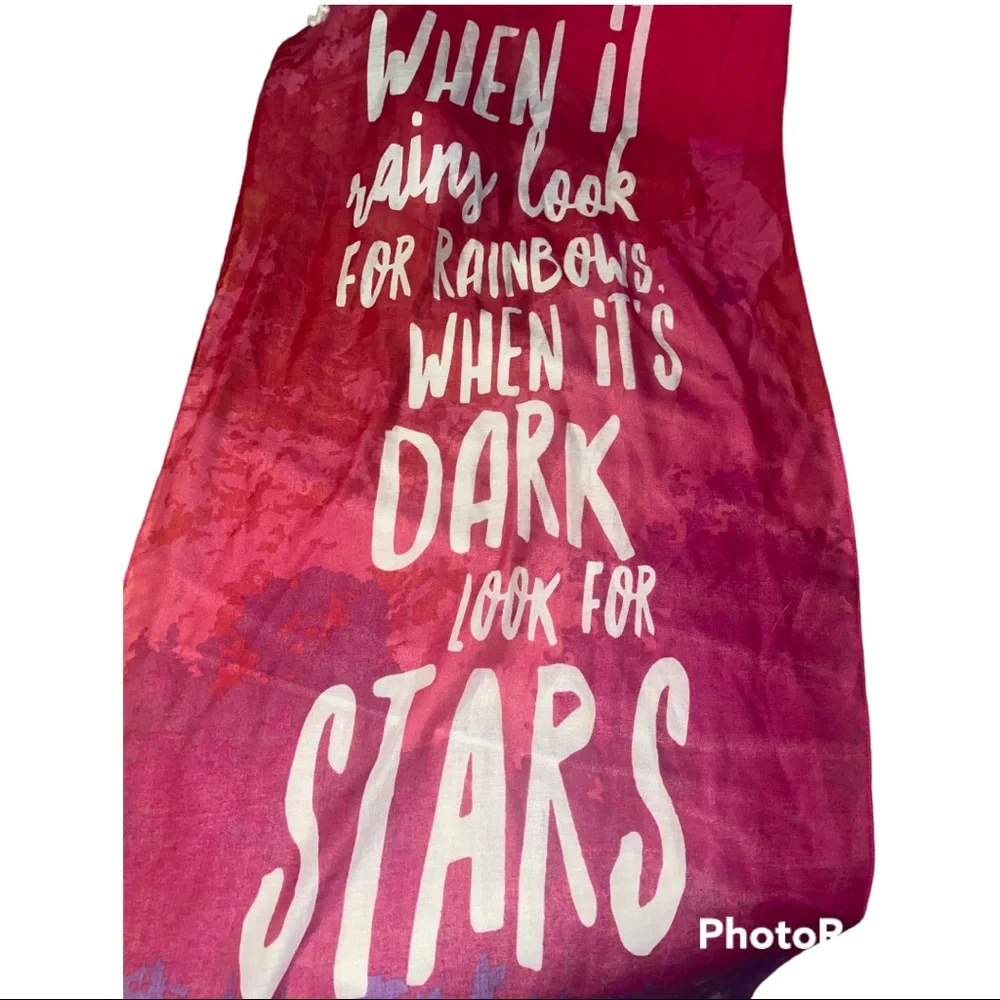 Vibe Inspirations Pink Purple Ombré Stars Sheer Lightweight Scarf